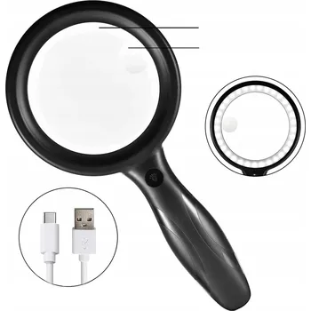 Lupa Lupa na čtení 30X 60X zvětšení s LED a nabíjením + Ochranné SKLO