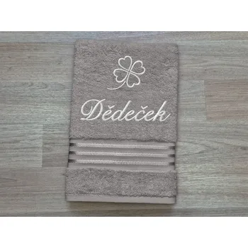 Ručník Ručník DĚDEČEK se čtyřlístkem 50x100 linie tmavě šedá