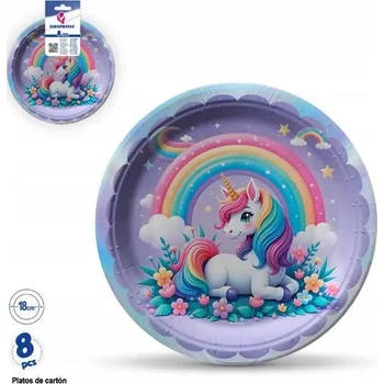 Party nádobí Barevné papírové talířky na párty v sadě 8 kusů