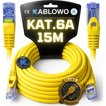 Síťový kabel Patchcord Lanberg S/FTP kat.6A 15 m LSZH CCA fluke passed žlutý