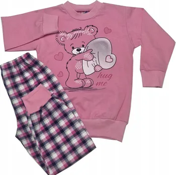 Dívčí pyžamo PYŽAMO BAVLNA MEDVÍDEK RŮŽOVÉ STŘEDNÍ/KOSTKA VEL. 122 SUTEX