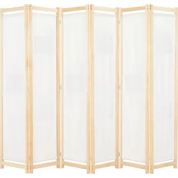 Paraván Paraván 6-dielny, krémový, 240 x 170 x 4 cm