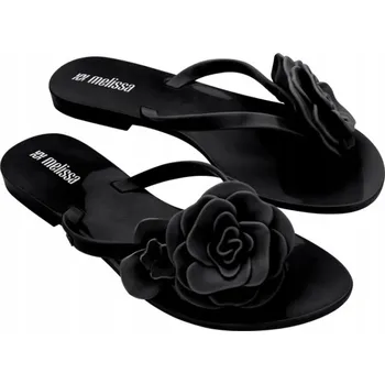 Dámské žabky Melissa Harmonic Petals AD Černé dámské žabky Black Japonki - Velikost 39