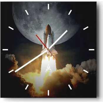 Hodiny Nástěnné hodiny do kuchyně 30x30 Měsíc Stylové hodiny na skle Loft Tiché