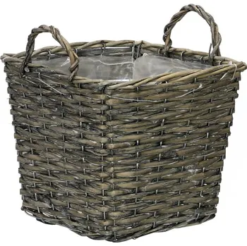 Nákupní košík Hranatý proutěný košík na květiny tmavě hnědý - elegantní design Barva: šedá