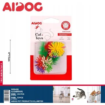 Hračka pro kočku Barevná hračka pro kočky s peřím – interaktivní