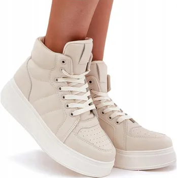 Dámské tenisky DÁMSKÉ TENISKY Z EKOKŮŽE NA VYSOKÉ PLATFORMĚ BÉŽOVÉ VEL. 39