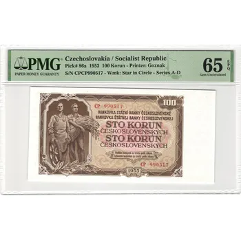 Československo – 100 Korun 1953 S. CP PMG 65 EPQ