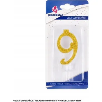 Svícen Ouda Party - Zlatý narozeninový svícen se třpytkami