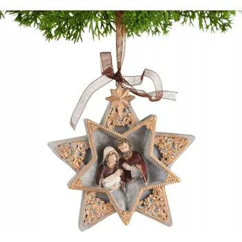 Vánoční dekorace VILLA ITALIA Závěsná ozdoba HVĚZDIČKA 9,5 cm SVATÁ RODINA