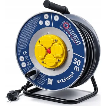 Napájecí kabel Prodlužovací Kabel na bubnu, zahradní RANGERS 50 m, 4 ks, černý