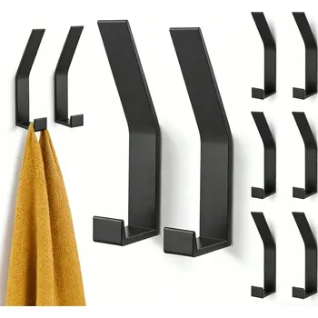 Věšák 6x ČERNÝ NÁBYTKOVÝ VĚŠÁK HÁČEK NA OBLEČENÍ NÁBYTKOVÉ HÁČKY