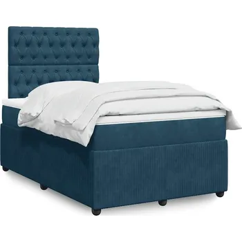 Postel vidaXL Box spring postel s matrací tmavě 120 x 200 cm samet [3292317] Barva: Modrá