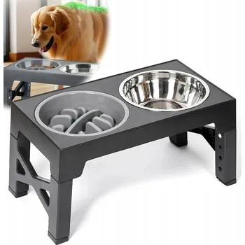 Miska pro psa MISKA DLA PSA KOTA PODWÓJNA NA STOJANU ZPOMALUJE KRMENÍ A ZABRAŇUJE POLITÍ