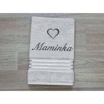 Ručník Ručník MAMINKA se srdíčkem 50x100 linie světle šedá