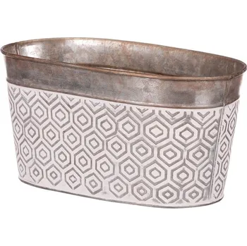 Elegantní bílo-měděný kovový oválný truhlík s ornamenty 28x14x23 cm Barva: Měděná