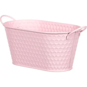 Obal na květináč Růžový kovový obal na květiny 30x15 cm - stylový truhlík do interiéru i exteriéru Barva: Růžová
