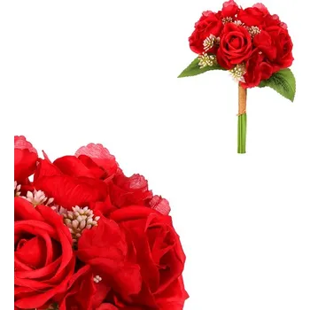 umělá květina Umělá kytice růžových růží a hortenzií - elegantní dekorace Barva: Červená