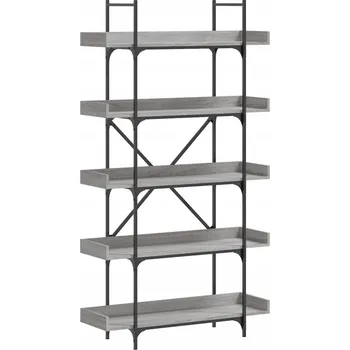 Knihovna 5-patrový regál na knihy, šedý dub sonoma, 100x33x180,5 cm