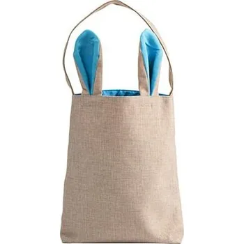 Lněná taška - modré uši 29x34 cm s potiskem