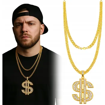 Náhrdelník Náhrdelník Korbi zlatý 70 cm s přívěskem dolaru