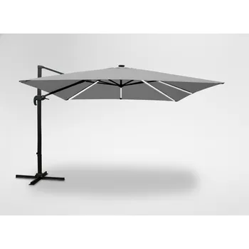 Slunečník Garden Line ZÁHRADNÍ SLUNEČNÍK 3 x 3 M ŠEDÝ "ROMA" S POUZDREM S LED *1558