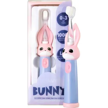 Elektrický zubní kartáček VITAMMY Bunny s LED světlem a nanovlákny, 0-3 roky, růžový