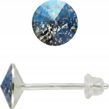 Náušnice Stříbrné Náušnice 925 na puzetě s křišťálem Lumina Rivoli 6mm Metallic Blue Pat.