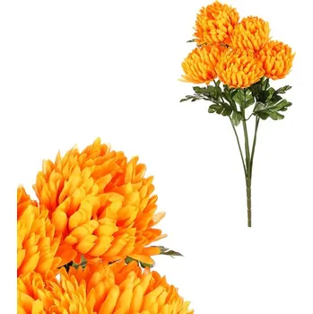 umělá květina Hnědá umělá kytice Chryzantéma - bezúdržbová elegance do interiéru Barva: Oranžová