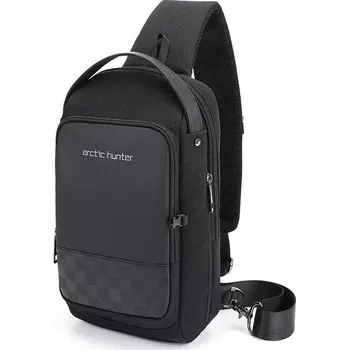 Batoh na jedno městské rameno Arctic Hunter XB00105 organizér USB černý 5L