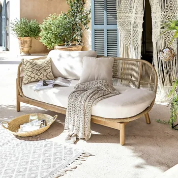 Zahradní lehátko Lenoška FSC®-100% Belvidere, béžová, V/Š/H cca 68.5/176/80.5 cm