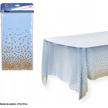 ubrus Elegantní ubrus s modrým vzorem a zlatými tečkami