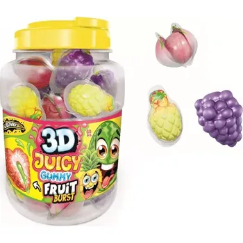 Bonbon 3D JUICY GUMMY 18 g - plněné želé - FRUIT BURST (balení 60 ks) (želé cukrovinka s tekutou náplní / jednotlivě balené)