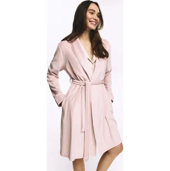 Dámský župan Reserved - Měkký župan s páskem - pastelově růžová - 117HQ-03X - 117HQ-03X-X_S