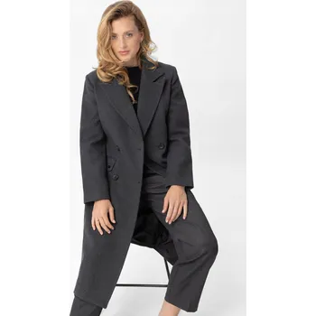 Dámský kabát Grafitový dámský zimní dlouhý dvouřadý kabát VOLCANO J-MIKELA M