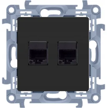 Elektrická zásuvka Počítačová zásuvka dvojitá RJ45 kat. 5e černá matná Simon10 C52.01/49