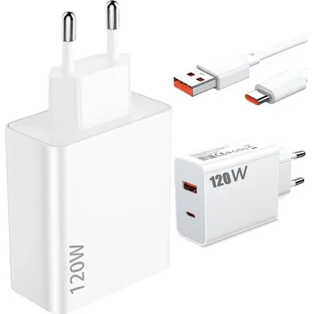 Rychlá síťová nabíječka HyperCharge 120W + kabel USB-C 6A 1M