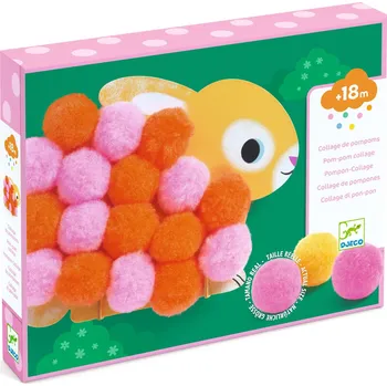 Výtvarná hra - koláž z velkých bambulek - zajíček