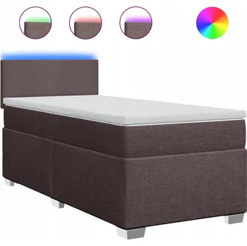 Postel Kontinentální postel 200x90x100,5 cm tmavě hnědá s LED a topperem