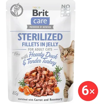 Krmivo pro kočku Brit Care Cat Sterilized Fillets in Jelly with Hearty Duck & Tender Turkey 6 × 85 g