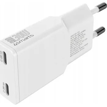 Síťová nabíječka 4smarts FlatPlug Slim Dual 30W GaN 2x USB-C bílá