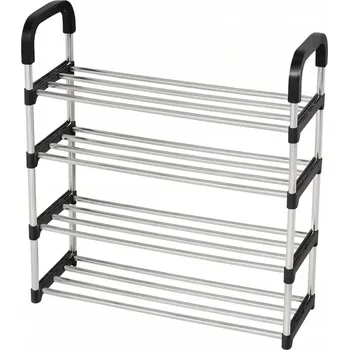 Botník Botník s policemi Aptel 57 x 72 x 28 cm černá, stříbrná