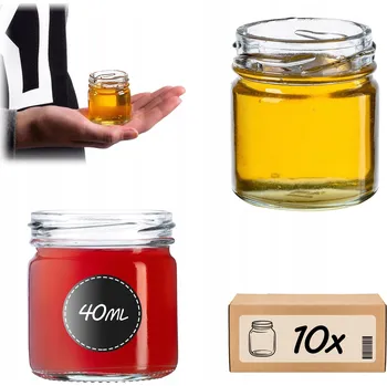 Sklenice 10x SKLENĚNÁ ZAVAŘOVACÍ SKLENICE 40 ml ZAVAŘOVACÍ SKLENIČKA NA KOŘENÍ MED