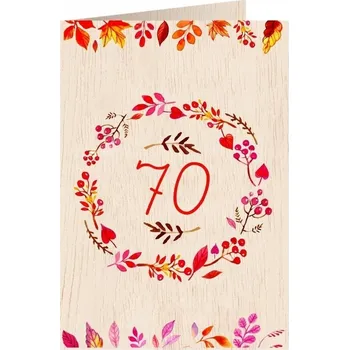 Obraz Dřevěné přání C6 + obálka. 70. narozeniny Cozywood