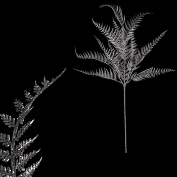 umělá květina Umělé kapradí se třpytkami, stříbrné, realistické, 50 cm Barva: Stříbrná