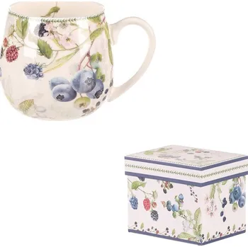 Porcelánový hrneček 200 ml s lesními plody v dárkové dóze - bílý Barva: Vícebarevná