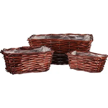 Proutěný truhlík tmavě hnědý 3 ks, rustikální design, přírodní materiál Barva: Hnědá