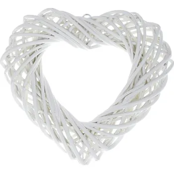 Nákupní košík Bílé proutěné srdce - závěsný věnec z vrbového proutí pro kreativní výzdobu Barva: bílá