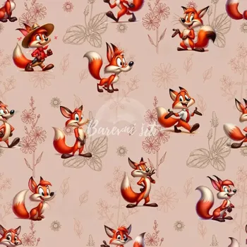 Úplet, Mix lištiček, květinkové pozadí (E) (Top kvalitní úplet Bella digitisk)