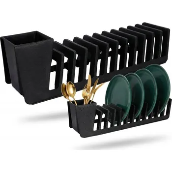 Odkapávač na nádobí ODKAPÁVAČ NA NÁDOBÍ sušák stojan na příbory talíře organizér černý